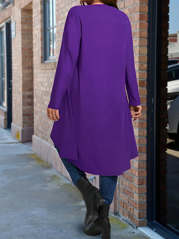 Women's 2-5XL Designer Fashion Asymmetrical Long-Sleeve Tops (Plus Size)-Women's Fashion Designer Plus Size Long-Sleeve Tops-Women's fashion designer plus size clothes